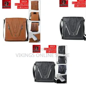 Denggao 11 Inch Shoulder Bag Men's Crossbody Manbag Leather Messenger
