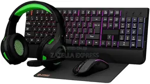 Porodo 4in1 Gaming Set - Keyboard Rainbow Effects, Headphone