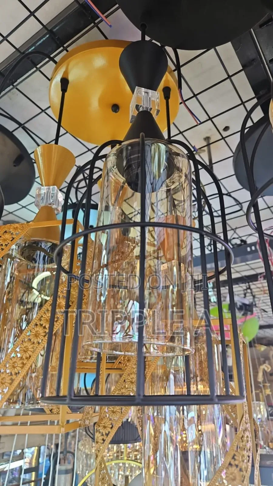 Decorative Black Metal Cage Pendant Light