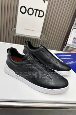 Original Men’S Zegna Triple Stitch Deer Skin Casual Sneakers