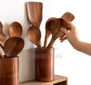 Set of 5 Natural Wood Cooking and Serving Ladles, Spoons