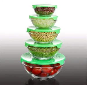 Set of 5 Glassware Cooking Bowls and Storage Containers