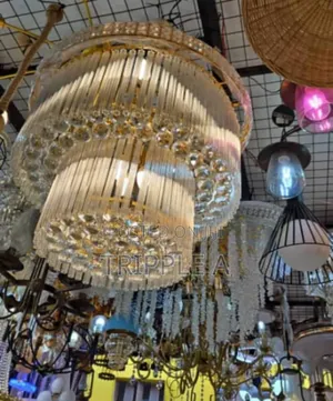 Glass Round Led Crystal Hanging Chandelier
