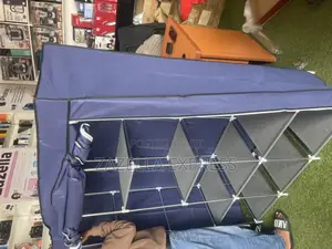 3 Column Cloth Metal Frame Portable Wardrobe