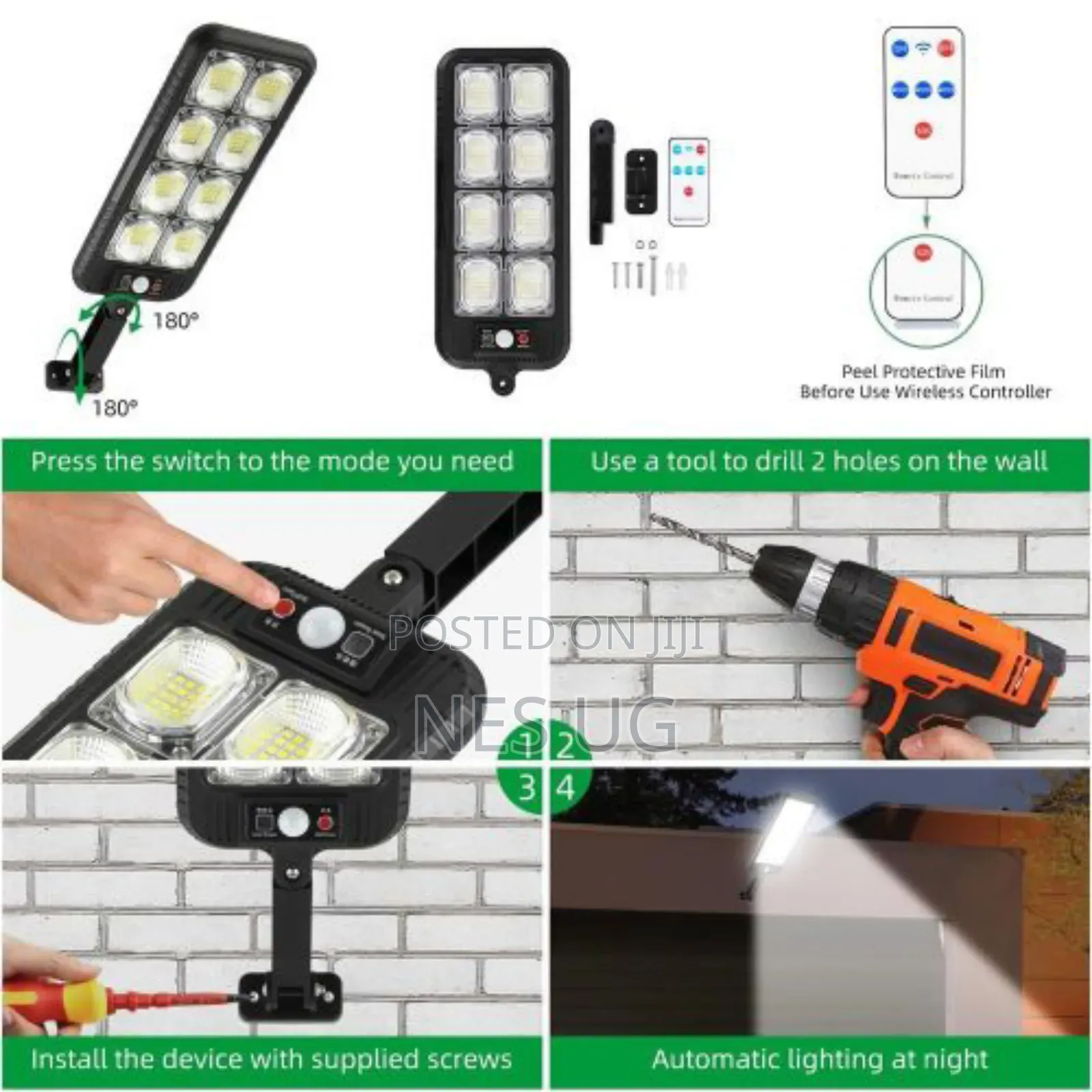 Outdoor Solar Light With Remote Control, 200 Led Motion Sensor Light