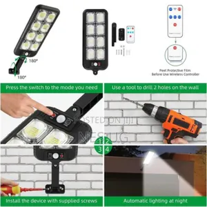 Outdoor Solar Light With Remote Control, 200 Led Motion Sensor Light