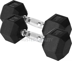 Pair of 5kg Rubber Hex Dumbbells