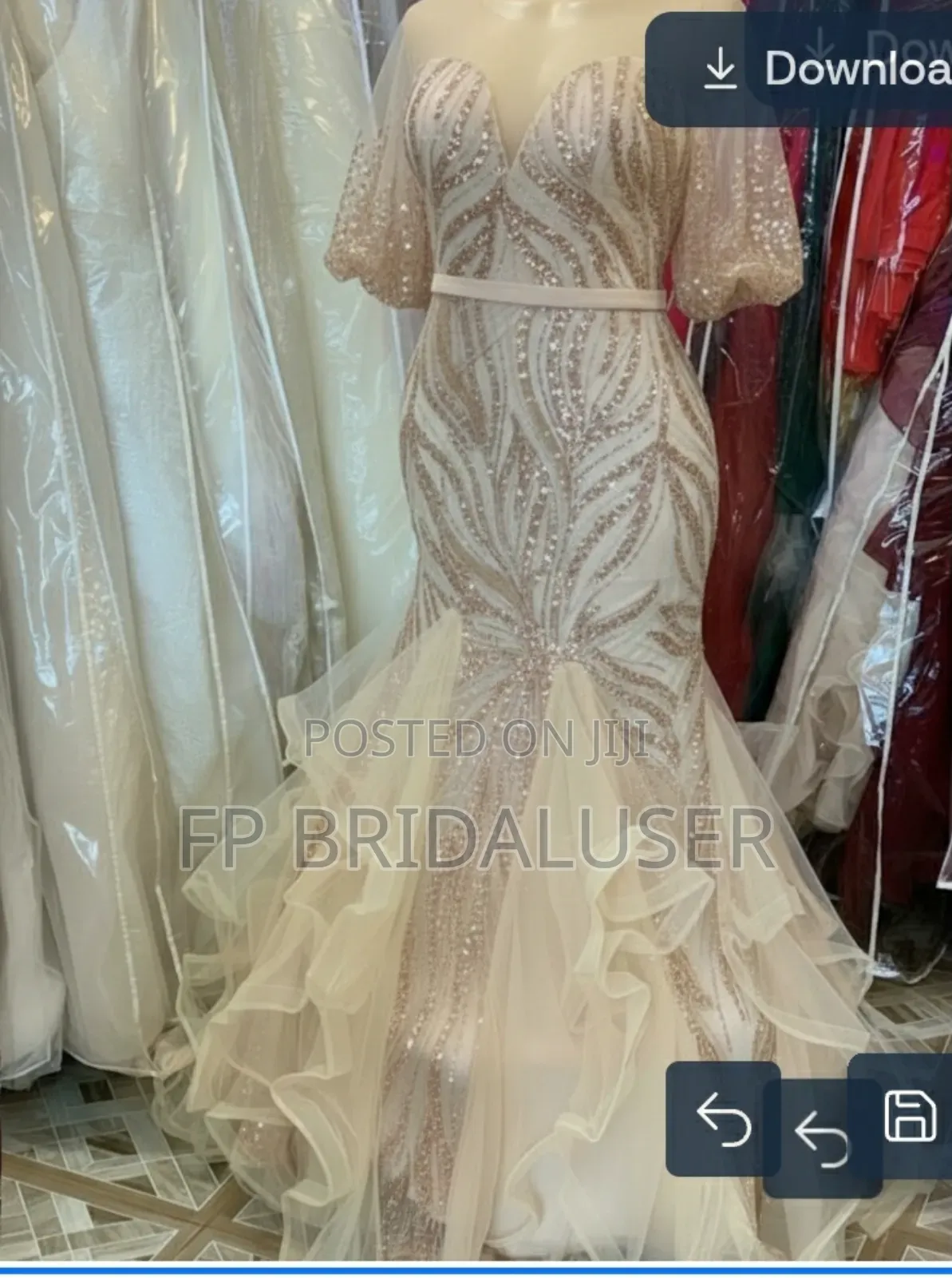 Classy Red Mermaid Pearled Dress for Hire