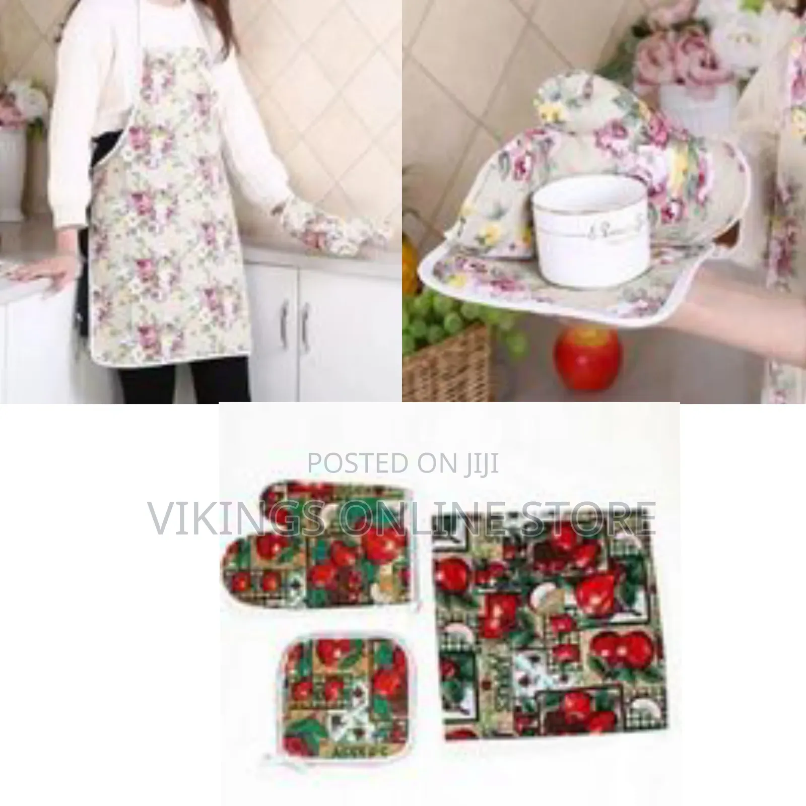 3pc Kitchen Apron Heat Proof Microwave Oven Gloves Heating Pad Pot