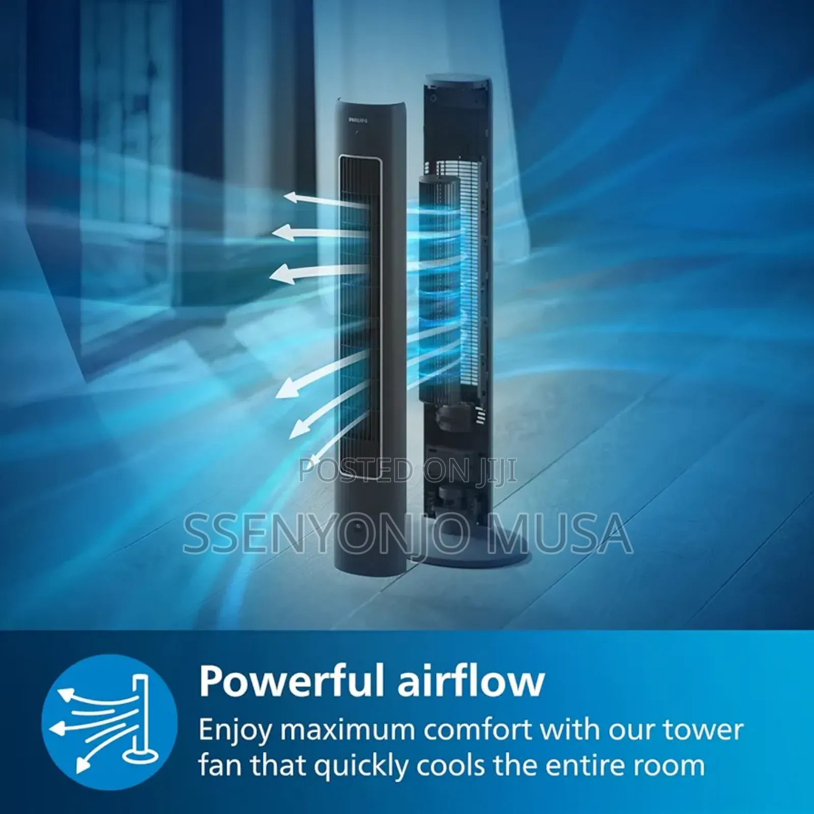 Philips 5000 Series Oscillating Tower Fan Cx5535/11– Remote Control