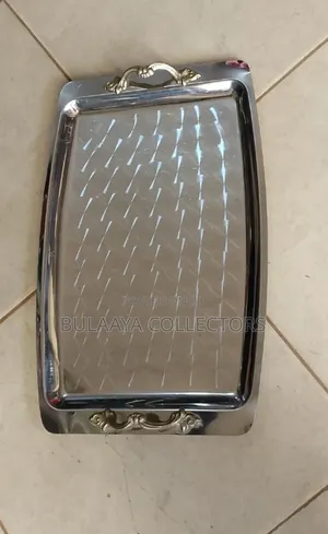 Japanese Vintage-Style Rectangular Serving Stainless Steel Tray.