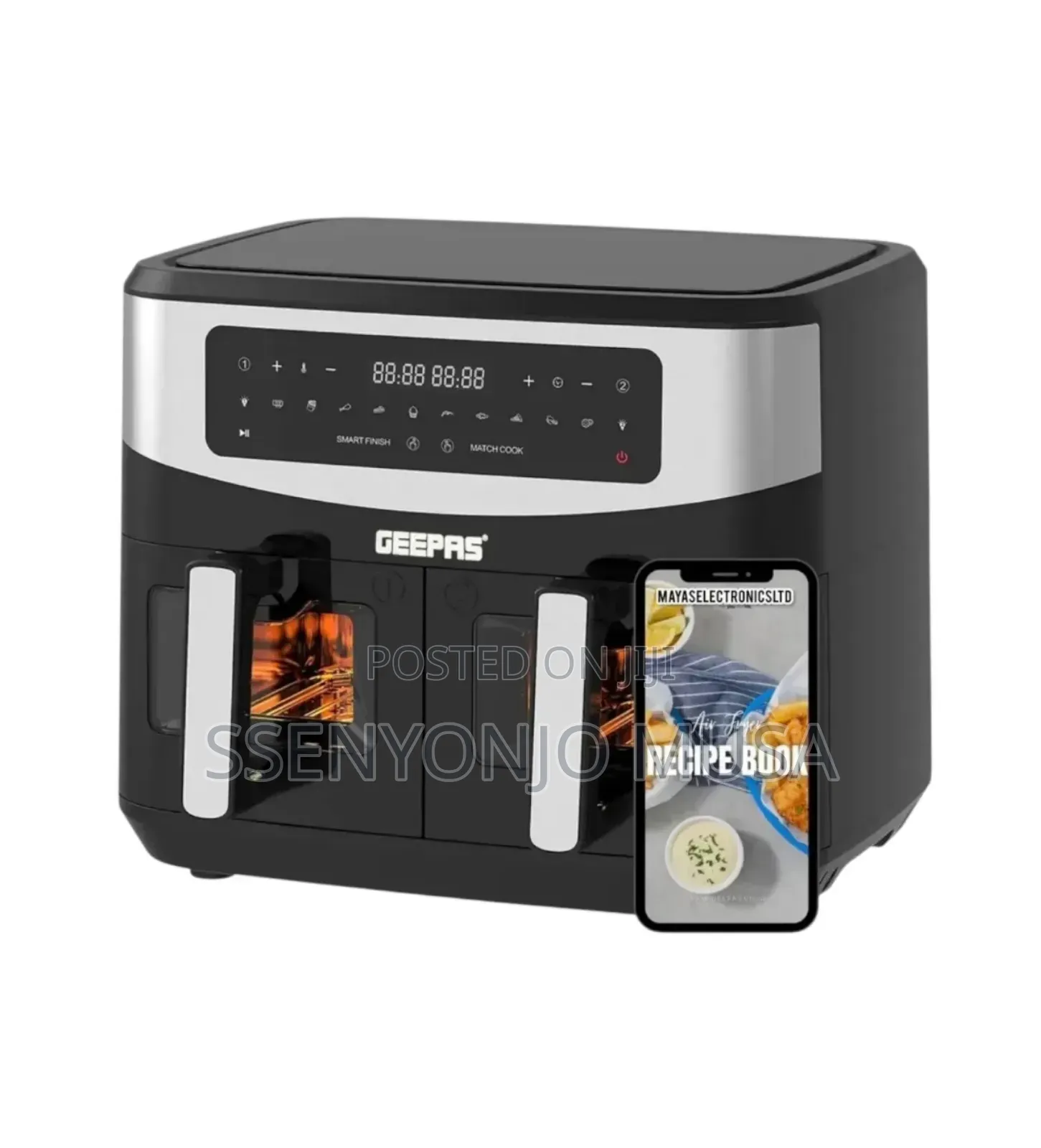 Geepas 9l Dual Basket Digital Air Fryer – Vortex Technology, 1800w