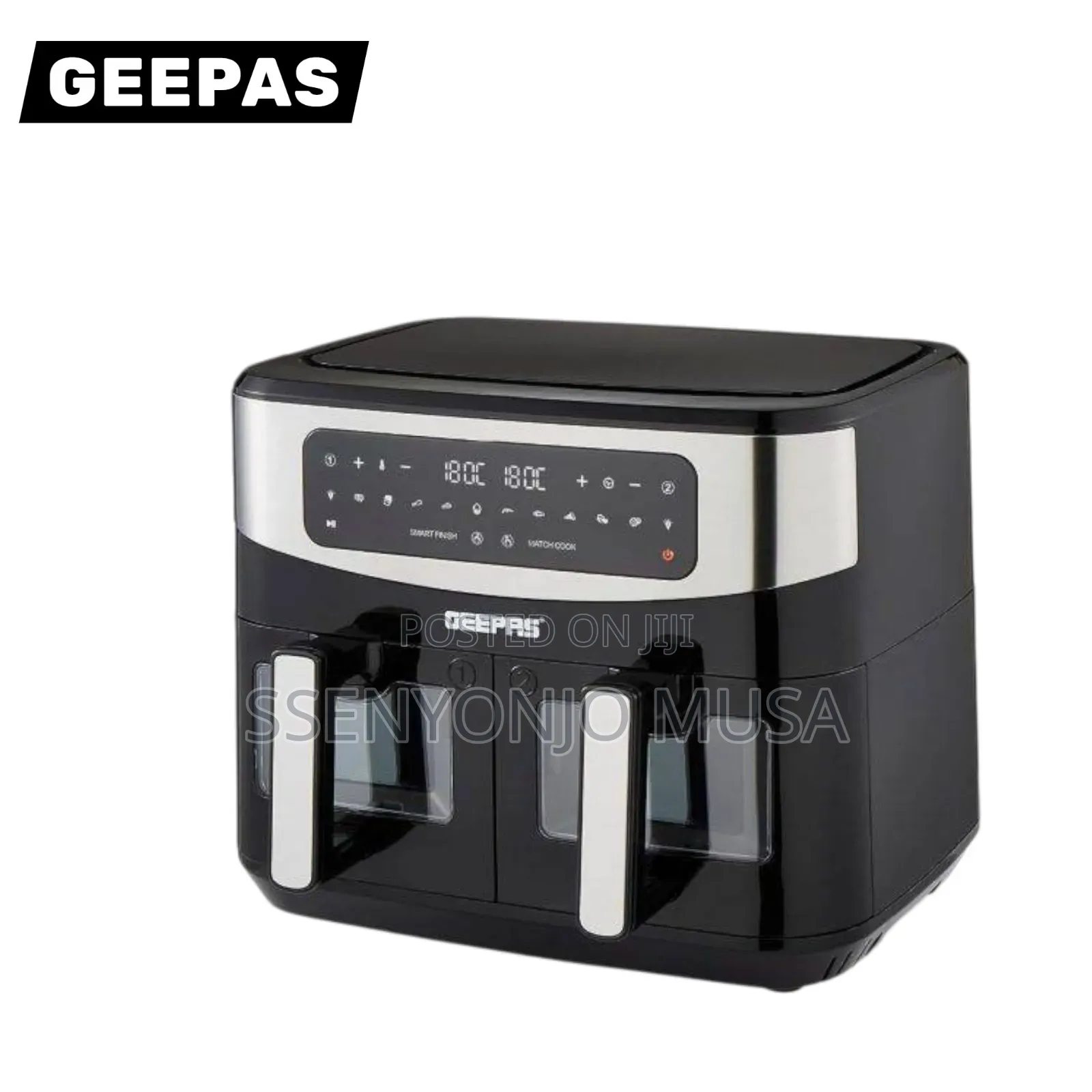 Geepas 9l Dual Basket Digital Air Fryer – Vortex Technology, 1800w