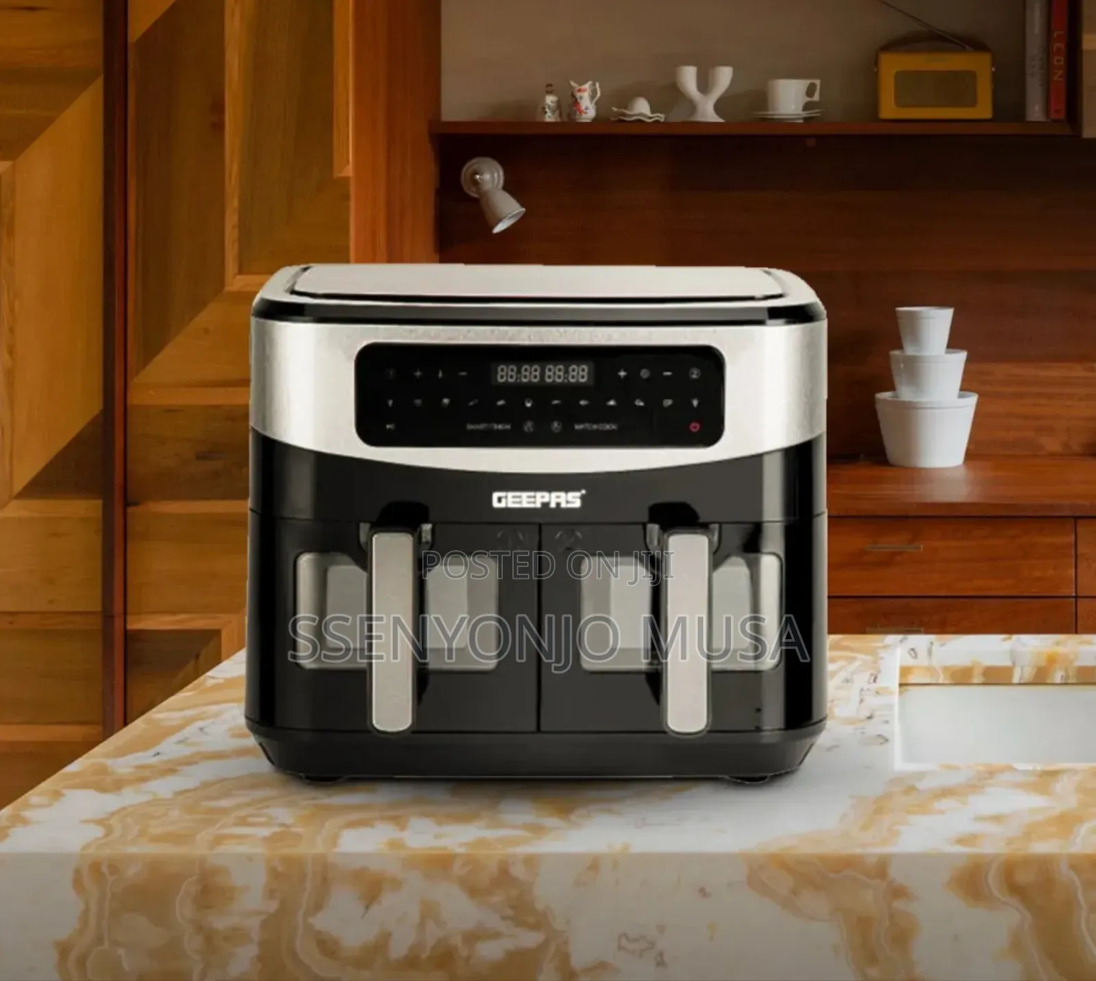 Geepas 9l Dual Basket Digital Air Fryer – Vortex Technology, 1800w