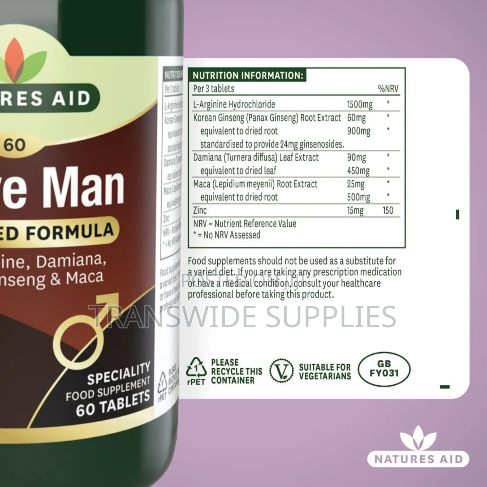 Natures Aid Active Man Uk 60tabs - For Erectile Dysfunction
