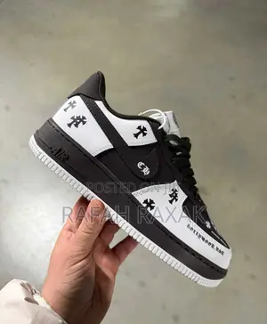 New Classic Black/White Nike Air Force Chrome Hearts Sneakers