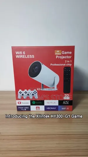 2-in-1 Smart Game Projector With Two Wireless Game Controllers.
