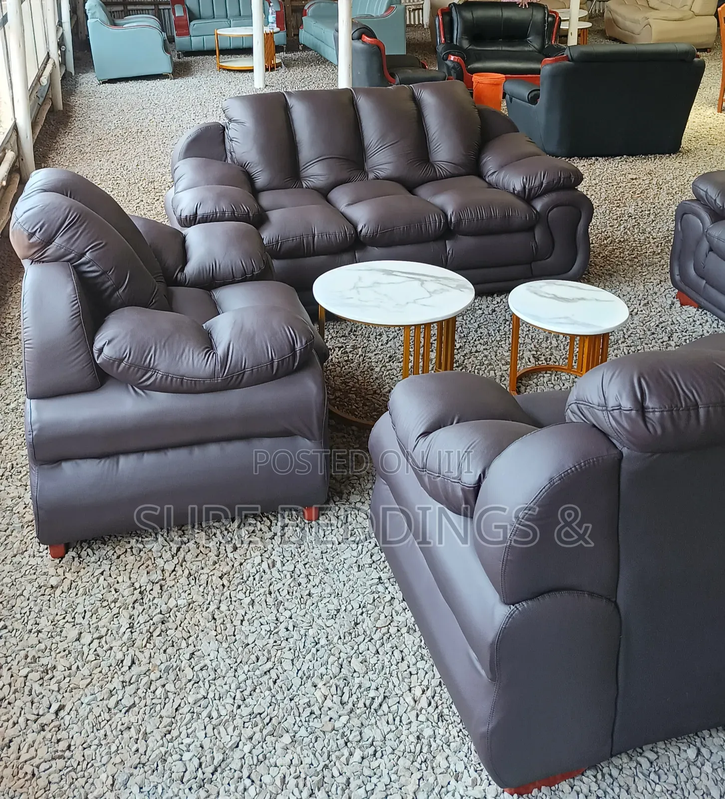 7 Sitters Brown Fibre Sofa