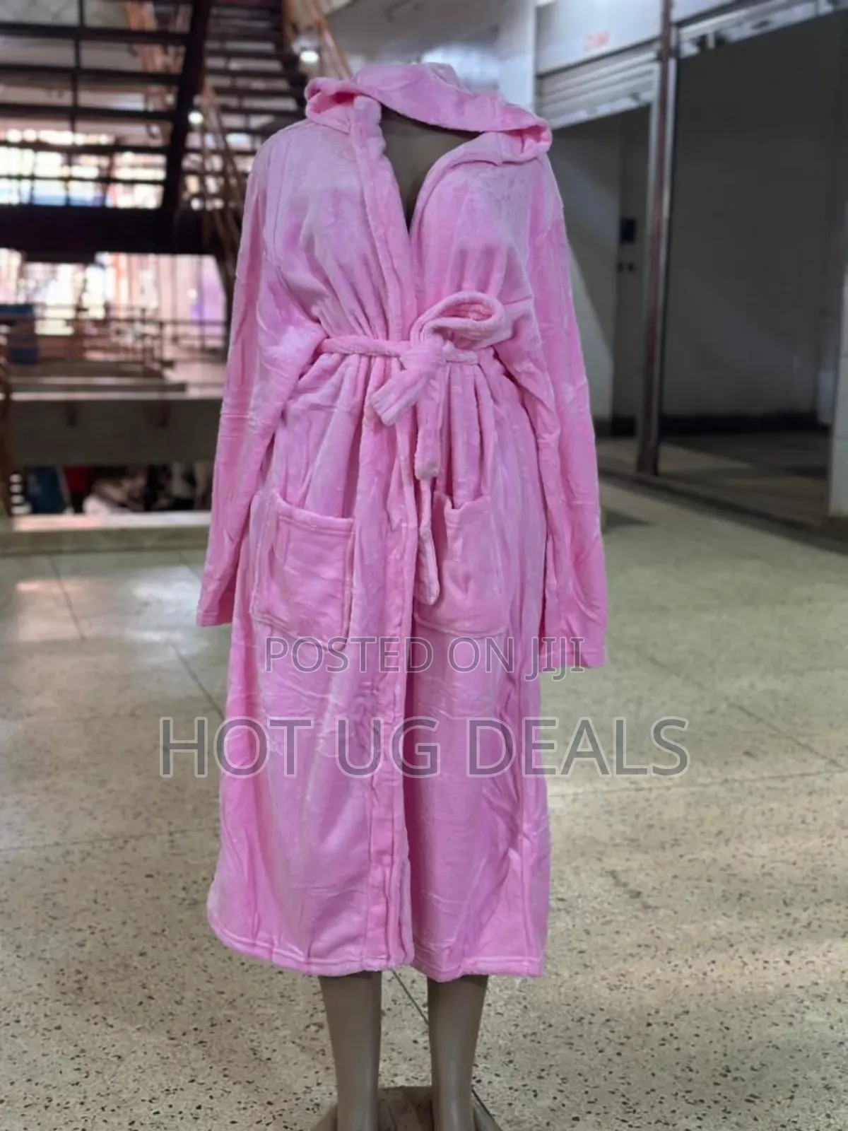 Hooded Cotton Bathrobe - Pink