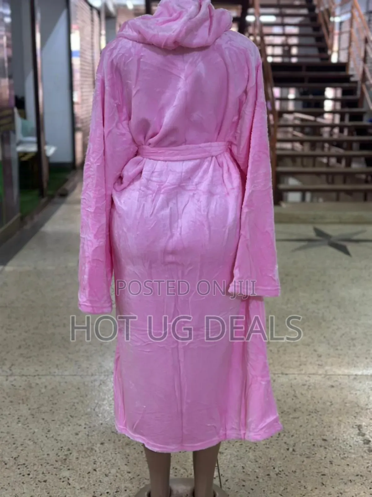 Hooded Cotton Bathrobe - Pink