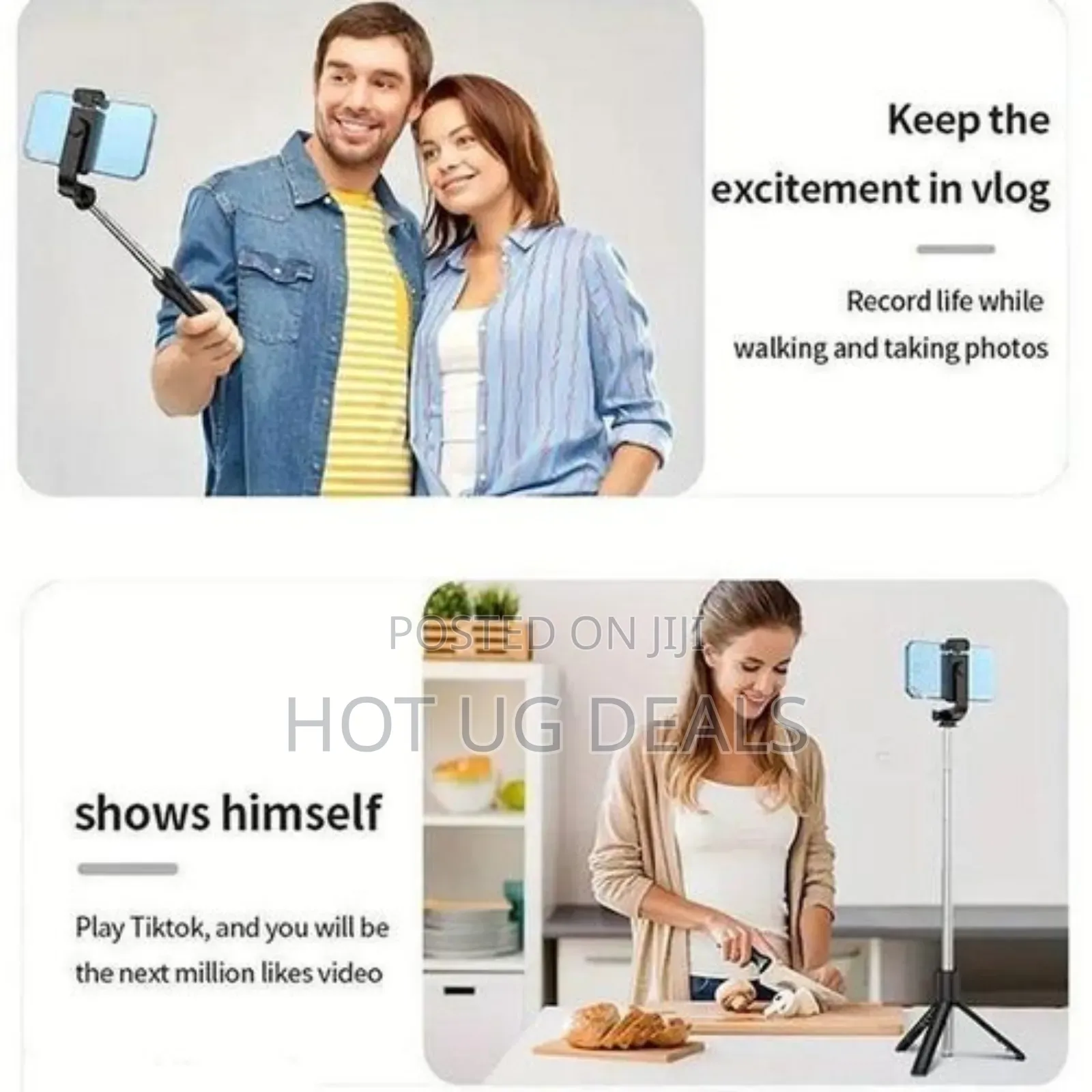 Portable Travel Selfie Stick With Bluetooth Remote Contro, Handheld