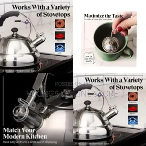 6 Litre Stove Top Whistling Kettle Stainless Steel Mirror Finish Fast