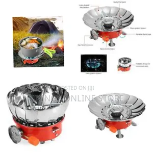 Portable Camping Gas Stove,Folding Windproof Ignition Gas Stove Silver