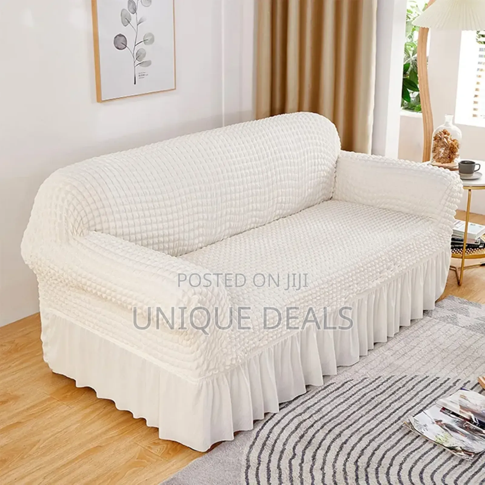 3 Seater Stretch Sofa Cover, Soft Couch Cover With Skirt Easy Fitted