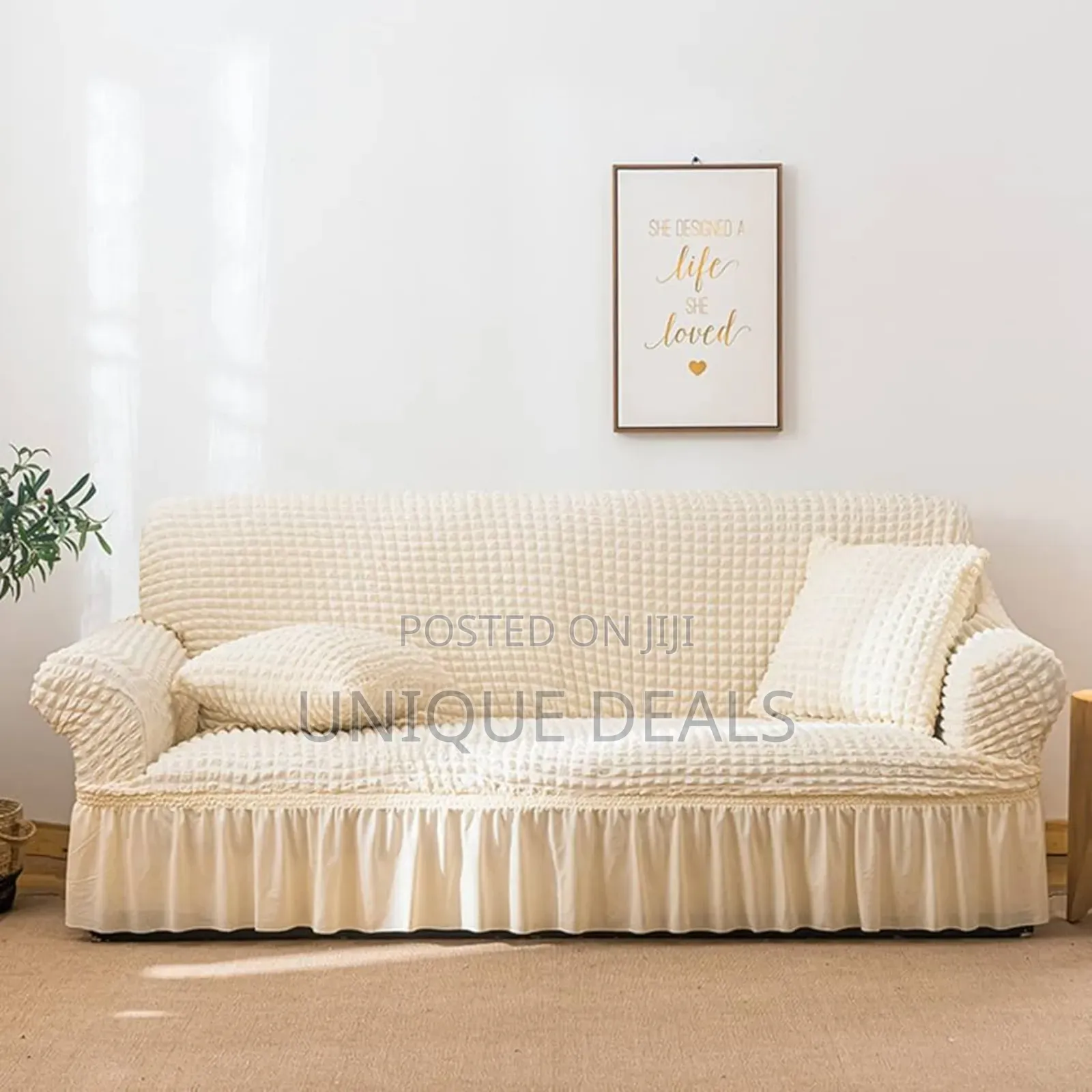 3 Seater Stretch Sofa Cover, Soft Couch Cover With Skirt Easy Fitted