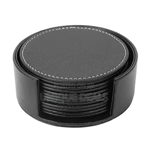Leather Coasters for Drinks With Holder Set of 6,Coffee Mats
