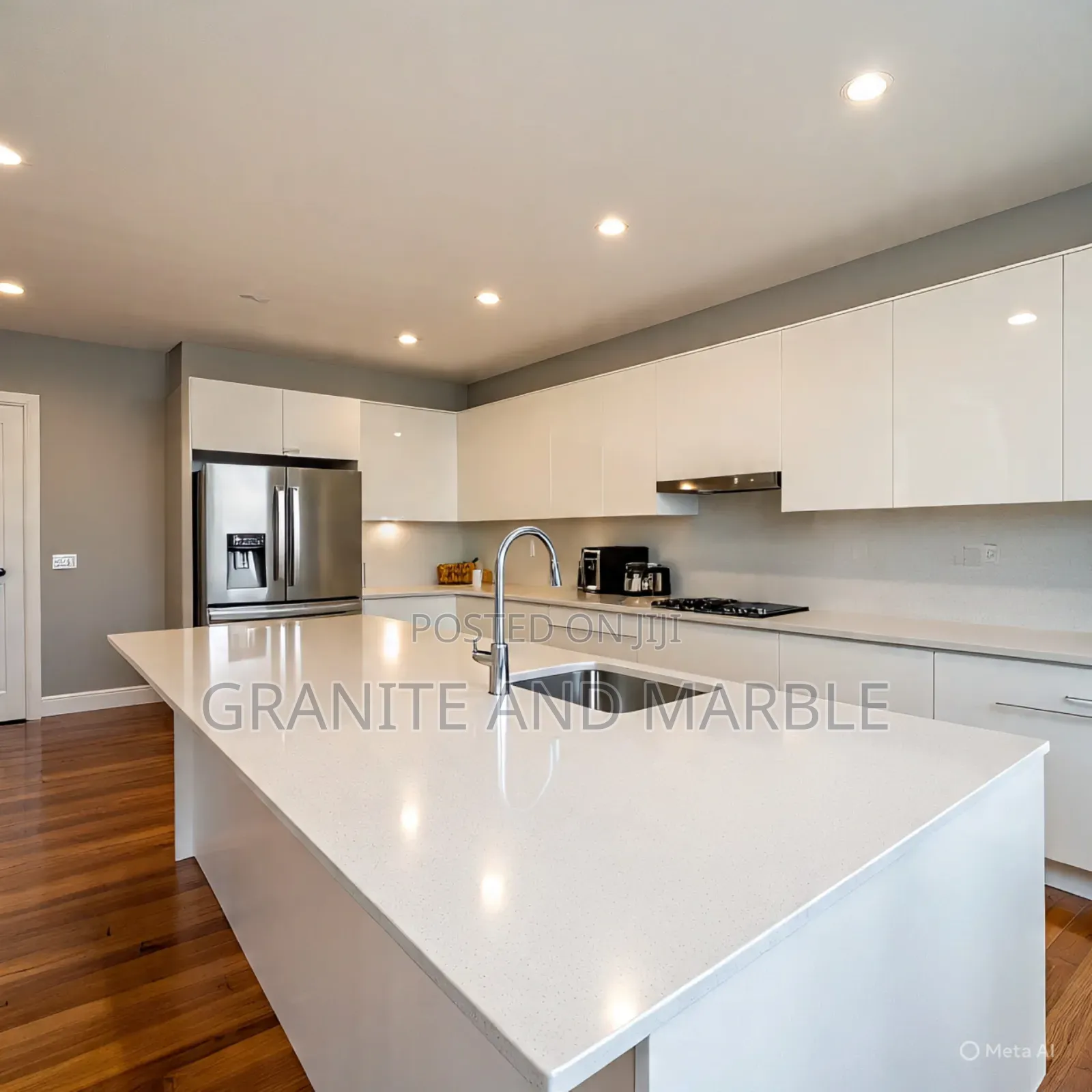 Custom White Granite Kitchen Tops