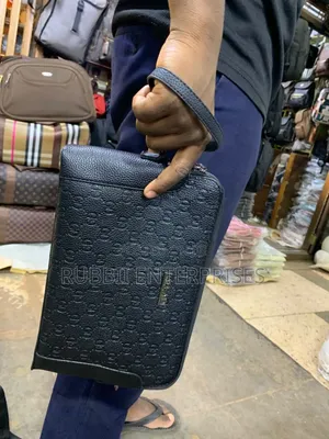 Black Leather Organizer Clutch