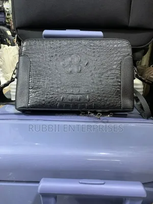 Black Leather Organizer Clutch