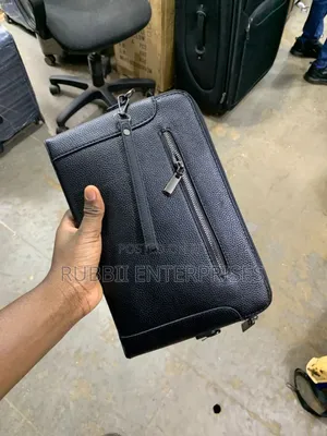 Black Leather Organizer Clutch