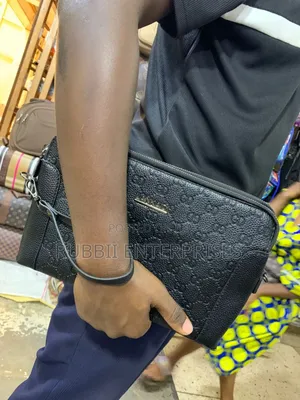 Black Leather Organizer Clutch