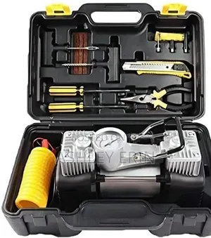Portable 12v Dual-Cylinder Car Air Compressor and Tire Repair Kit