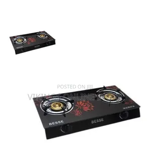 Besse 2 Burner Tempered Glass Work Desk Top Gas Stove Cooker Hot Plate