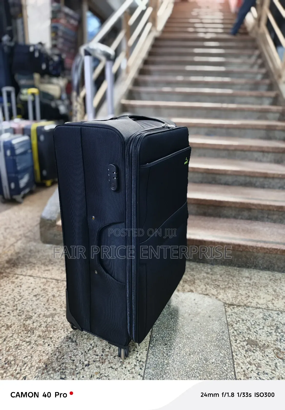 Quality Cloth Suitcases. Extra Large Size. Black Color