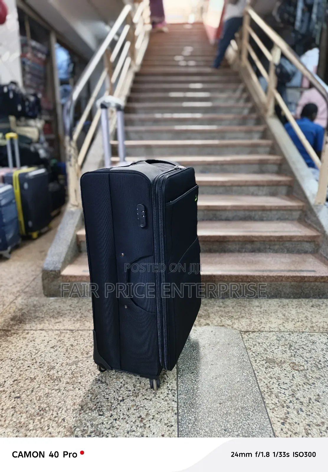 Luxury Cloth Suitcases. Small Size. Black Color