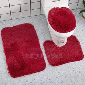 3 Pieces Bath Mat Set, Soft Absorbent Plush Microfiber Bathroom Rugs