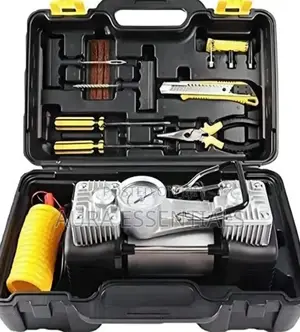 Portable 12v Dual-Cylinder Car Air Compressor and Tire Repair Kit