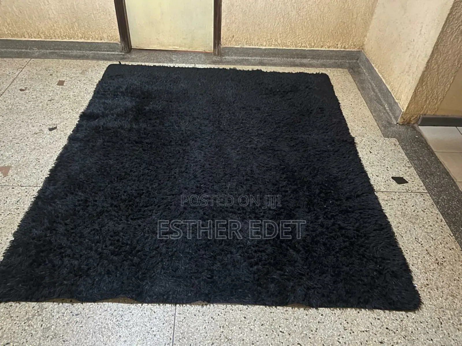 Black Fluffy Rug