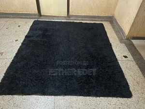 Black Fluffy Rug