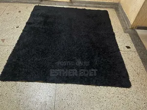Black Fluffy Rug