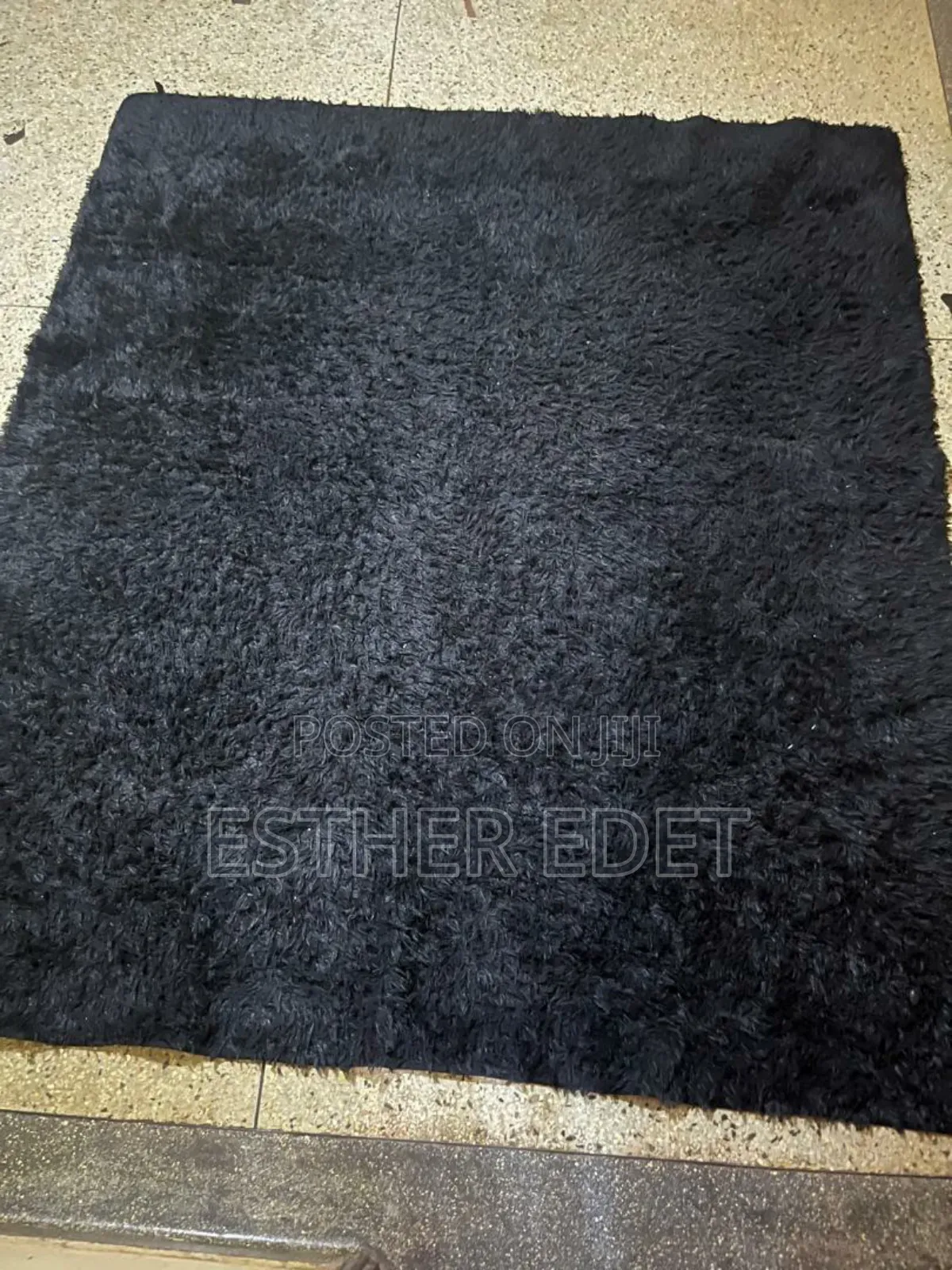 Black Fluffy Rug