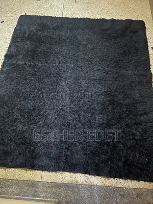 Black Fluffy Rug