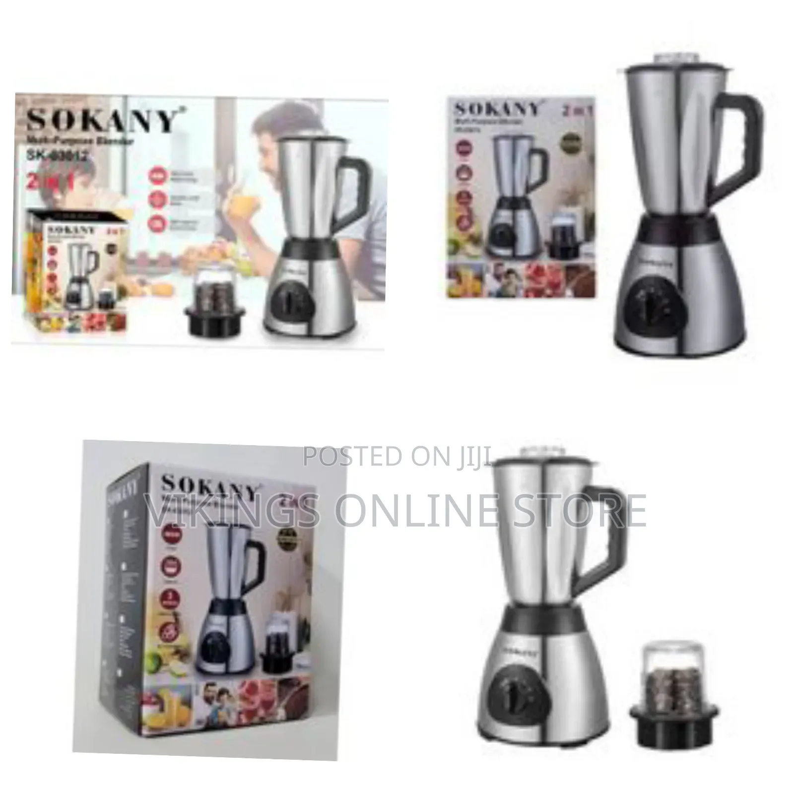 Sokany 2 in 1 Blender Grinder With Unbreakable Jars 3 Speeds 400w