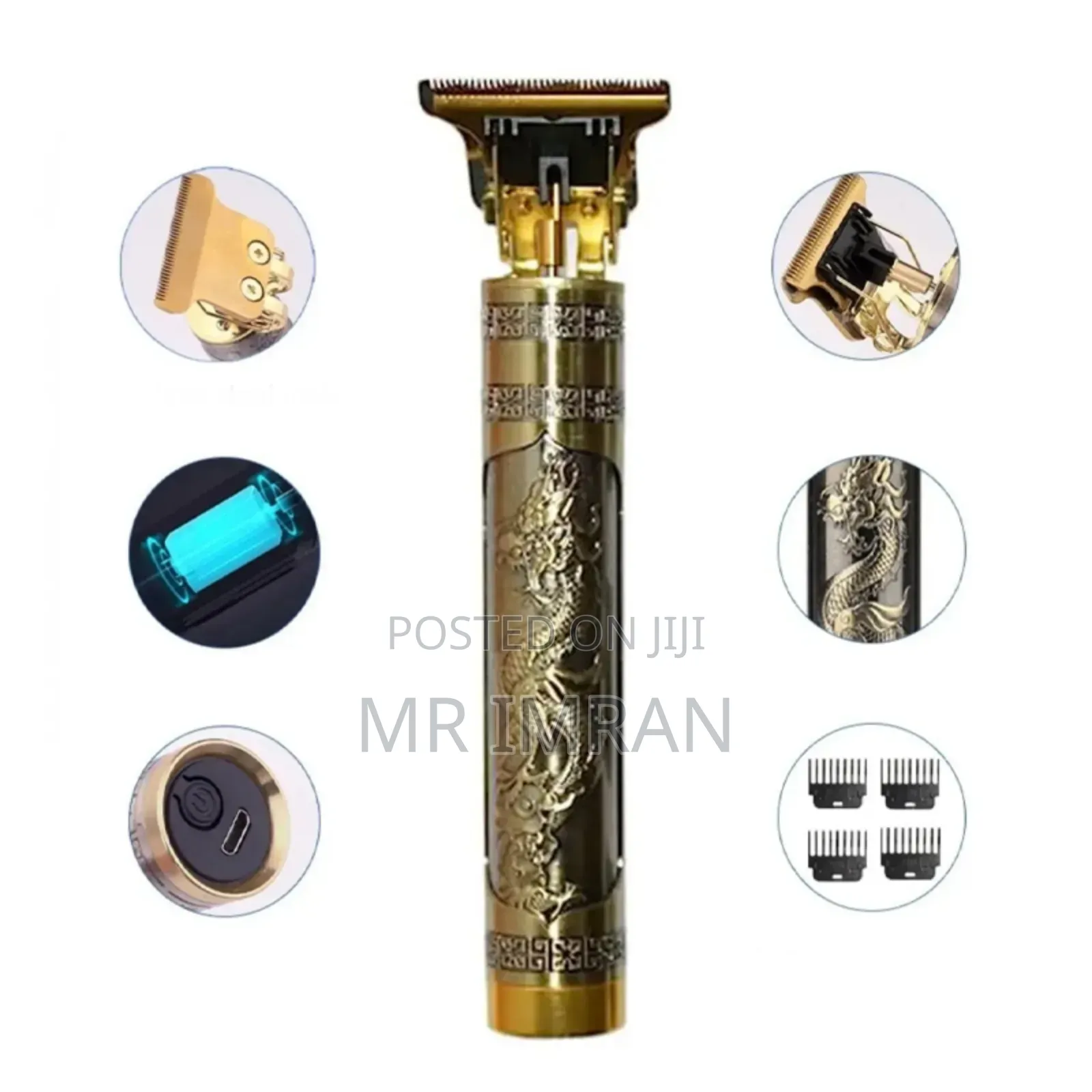 Gold-Colored Professional Rechargeable Beard and Hair Trimmer