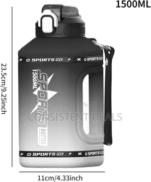 Water Bottle With Marker,1.5l Water Bottle With Handle and Straw