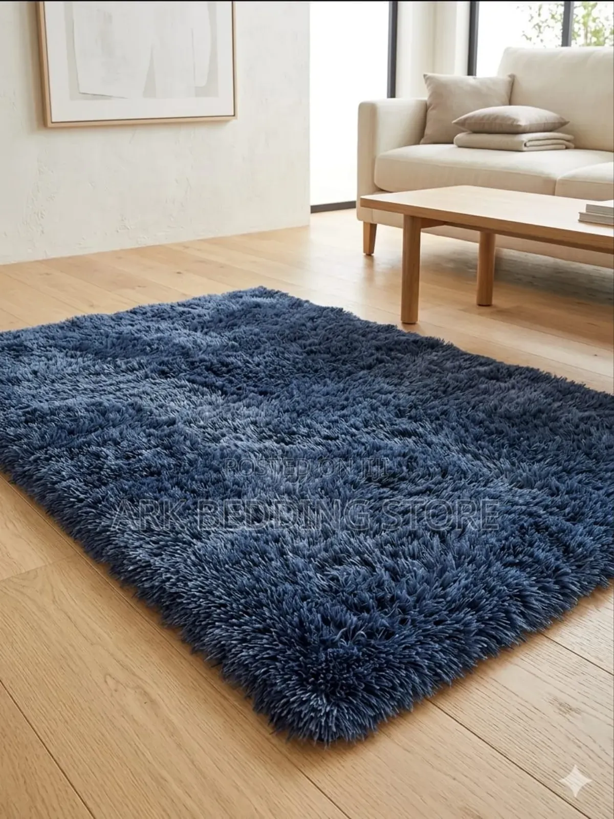 Navy Blue Fluffy Carpet